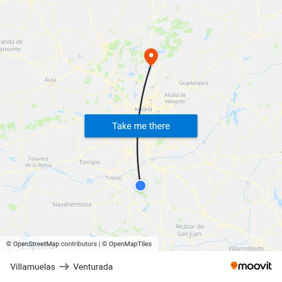 Villamuelas to Venturada map