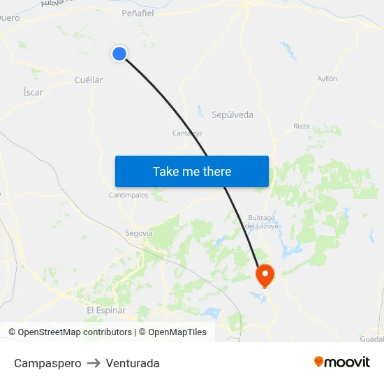 Campaspero to Venturada map