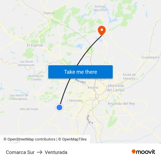 Comarca Sur to Venturada map