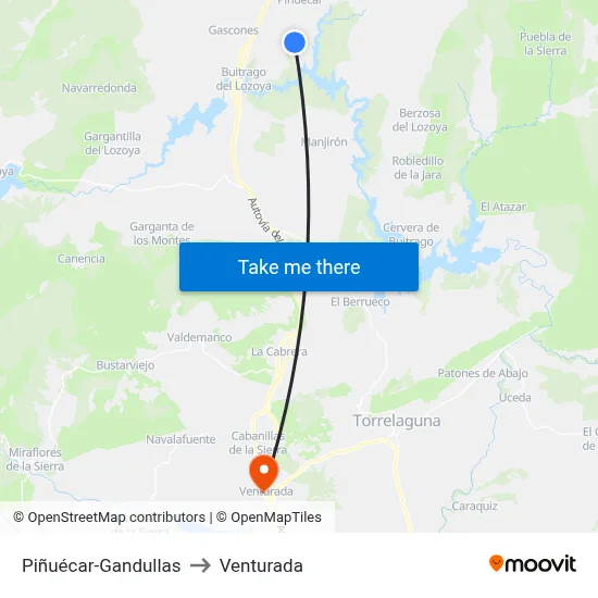 Piñuécar-Gandullas to Venturada map