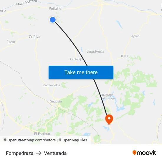 Fompedraza to Venturada map