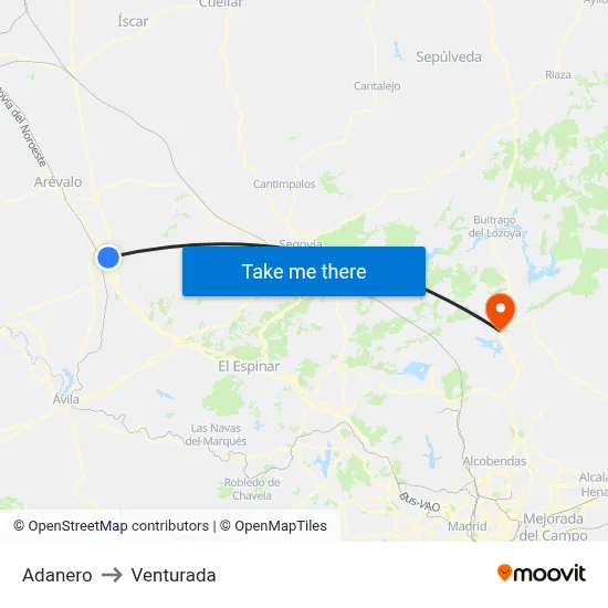 Adanero to Venturada map