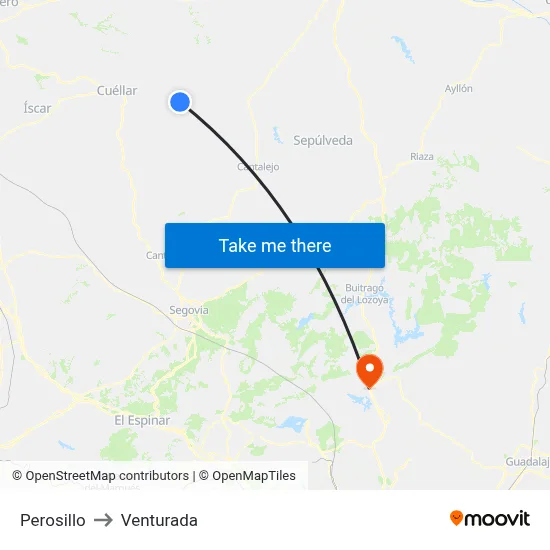Perosillo to Venturada map
