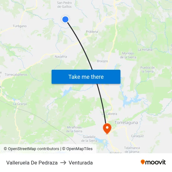 Valleruela De Pedraza to Venturada map