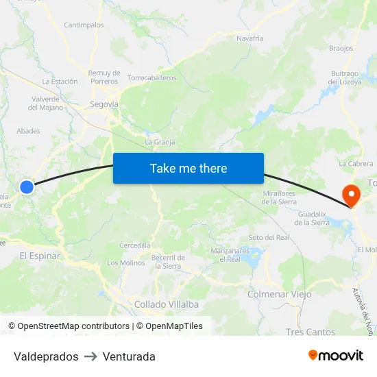Valdeprados to Venturada map