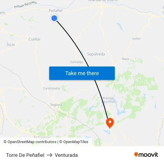 Torre De Peñafiel to Venturada map