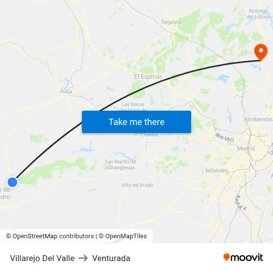 Villarejo Del Valle to Venturada map
