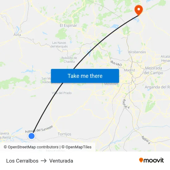Los Cerralbos to Venturada map