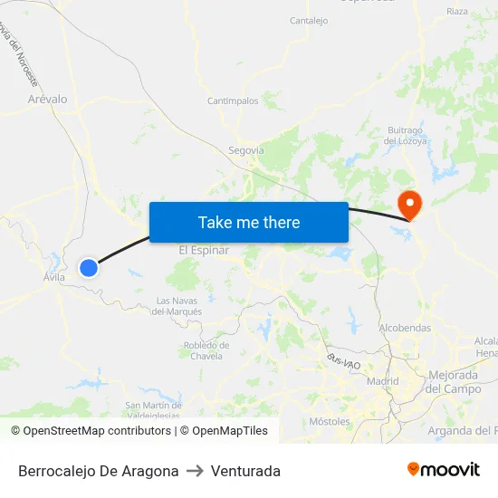 Berrocalejo De Aragona to Venturada map
