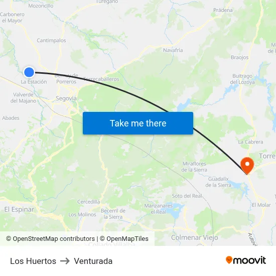 Los Huertos to Venturada map