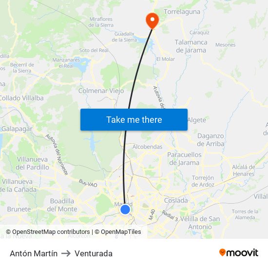 Antón Martín to Venturada map