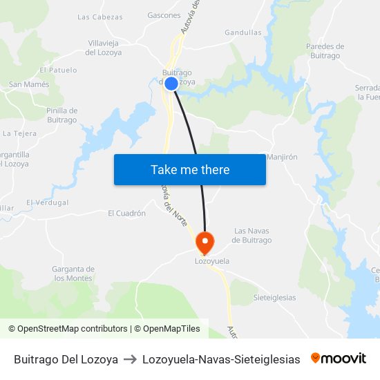 Buitrago Del Lozoya to Lozoyuela-Navas-Sieteiglesias map