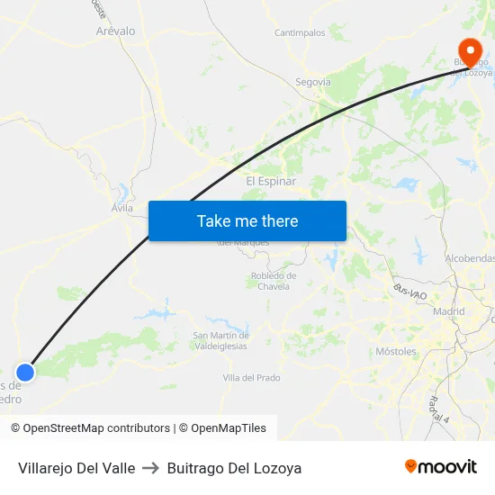 Villarejo Del Valle to Buitrago Del Lozoya map