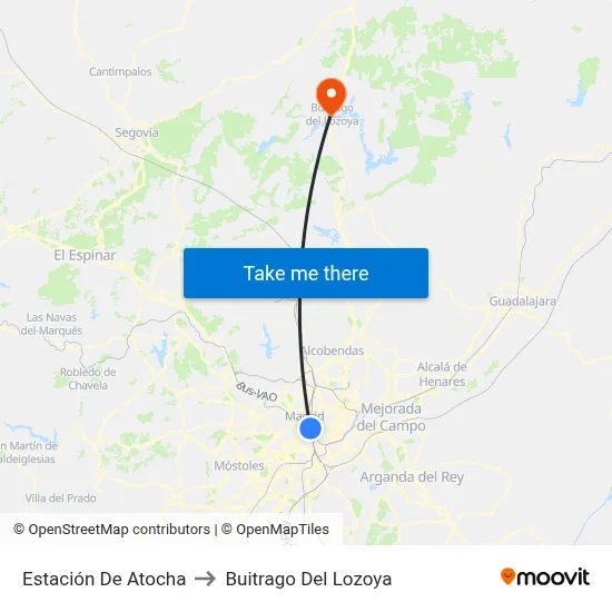 Estación De Atocha to Buitrago Del Lozoya map