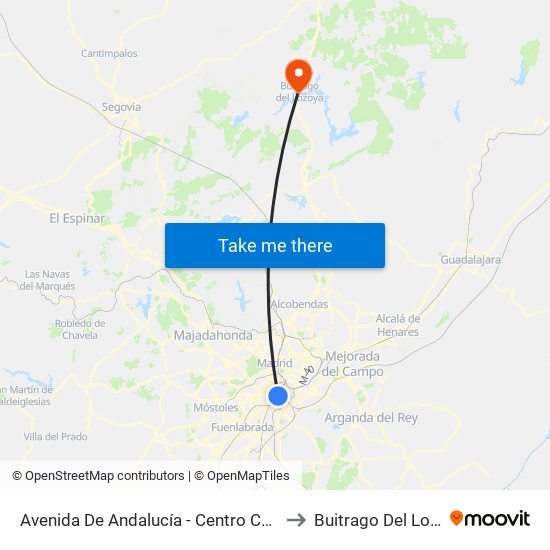 Avenida De Andalucía - Centro Comercial to Buitrago Del Lozoya map