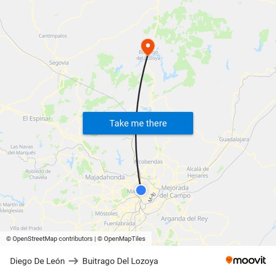 Diego De León to Buitrago Del Lozoya map