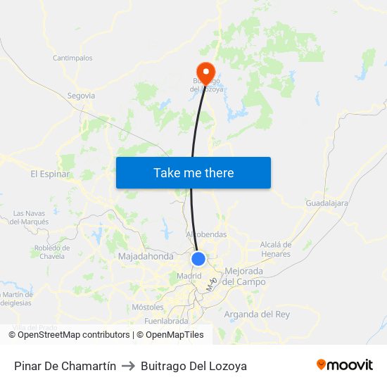 Pinar De Chamartín to Buitrago Del Lozoya map