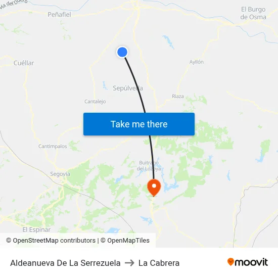 Aldeanueva De La Serrezuela to La Cabrera map