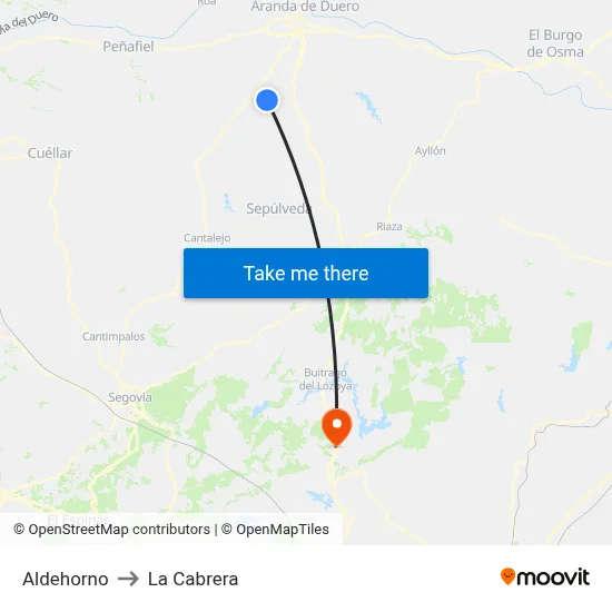 Aldehorno to La Cabrera map