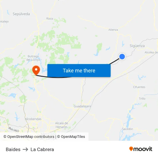 Baides to La Cabrera map