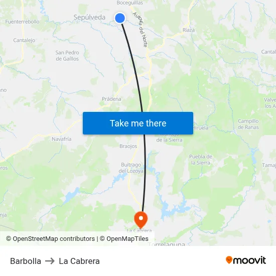 Barbolla to La Cabrera map