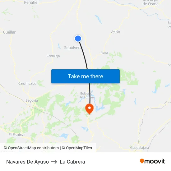 Navares De Ayuso to La Cabrera map