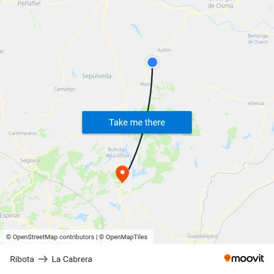 Ribota to La Cabrera map