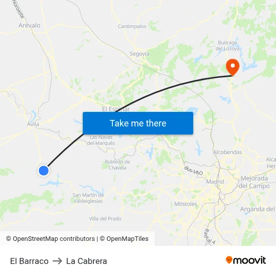 El Barraco to La Cabrera map