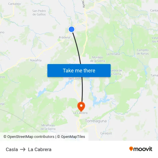 Casla to La Cabrera map