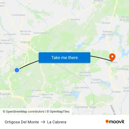 Ortigosa Del Monte to La Cabrera map