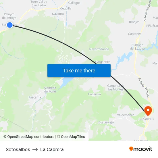 Sotosalbos to La Cabrera map