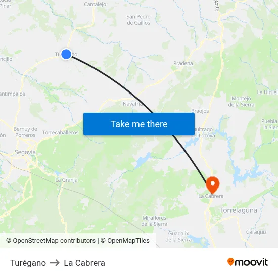 Turégano to La Cabrera map