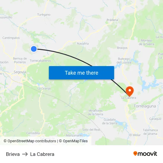 Brieva to La Cabrera map