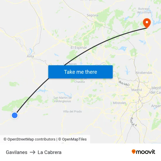 Gavilanes to La Cabrera map