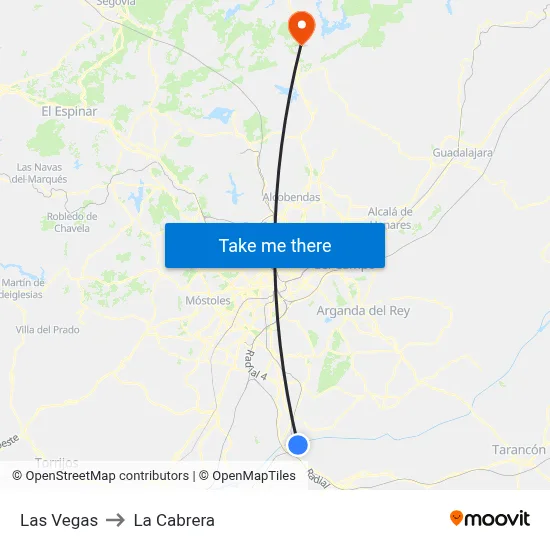 Las Vegas to La Cabrera map