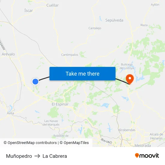 Muñopedro to La Cabrera map
