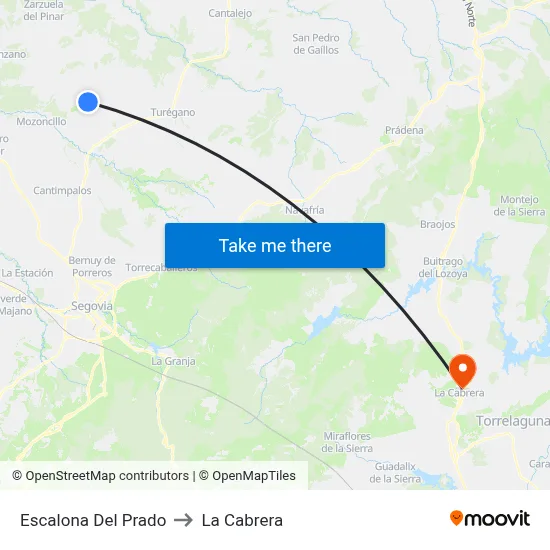Escalona Del Prado to La Cabrera map