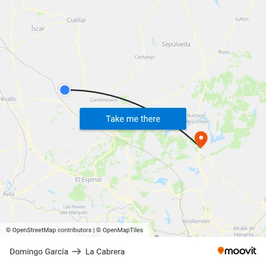 Domingo García to La Cabrera map