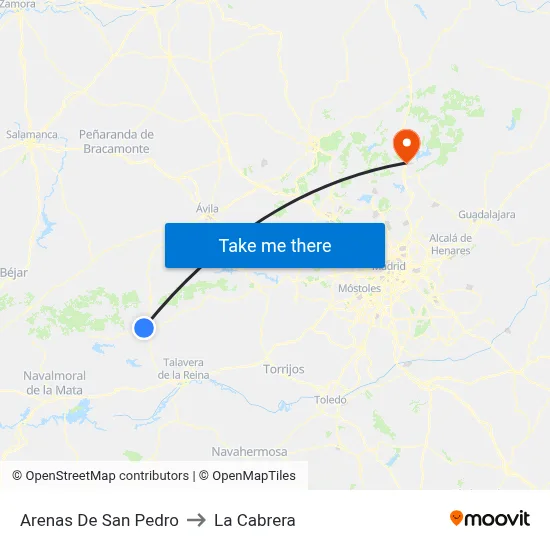 Arenas De San Pedro to La Cabrera map