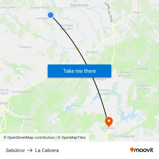 Sebúlcor to La Cabrera map