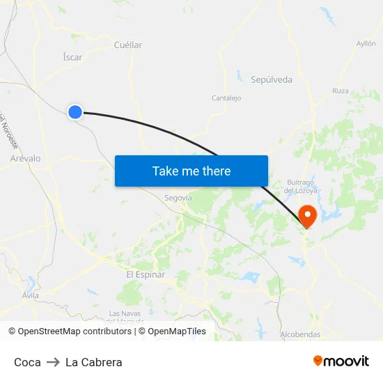 Coca to La Cabrera map