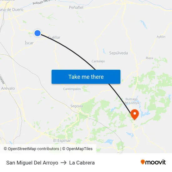 San Miguel Del Arroyo to La Cabrera map