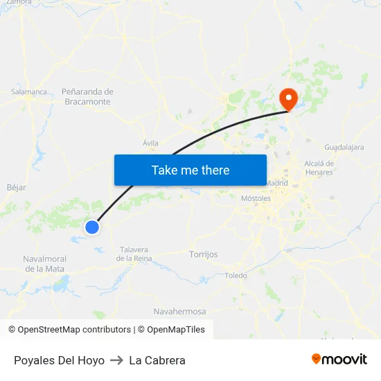 Poyales Del Hoyo to La Cabrera map