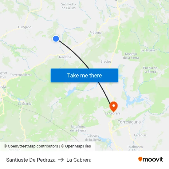 Santiuste De Pedraza to La Cabrera map