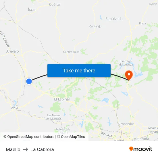 Maello to La Cabrera map
