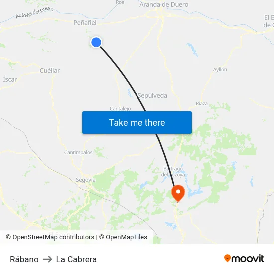 Rábano to La Cabrera map