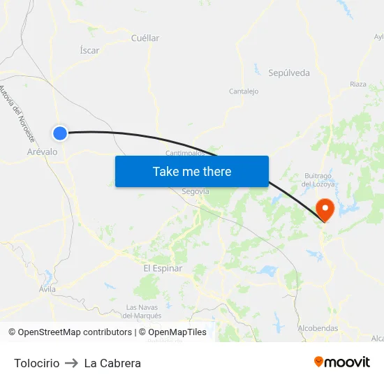 Tolocirio to La Cabrera map