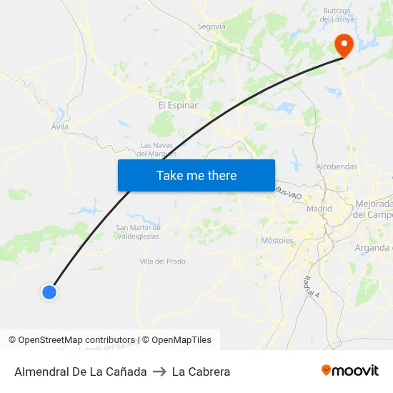 Almendral De La Cañada to La Cabrera map