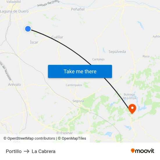 Portillo to La Cabrera map