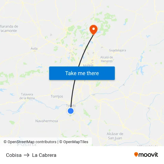 Cobisa to La Cabrera map